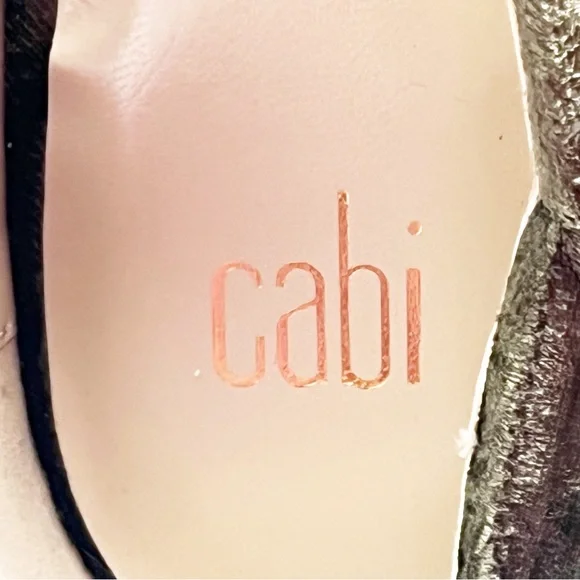 CABI Interlock Moss Green Velvet Open Toes Chunky Block Heels #6016, Size 7 - Picture 2 of 10